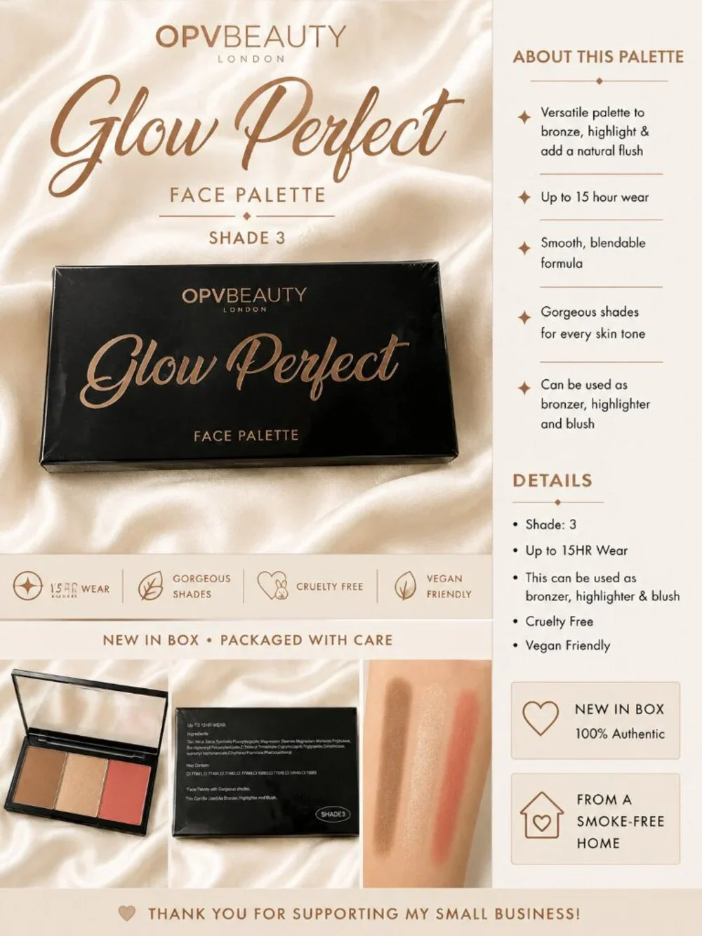 OPV Beauty Glow Perfect Face Palette Shade 3 – NEW IN BOX